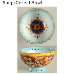 Tabletops Gallery Renaissance Hand-Painted Ceramic Soup/Cereal Bowl- Set Of 2